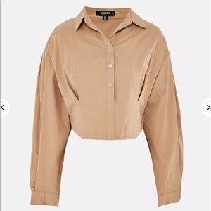 Camel twill corset crop shirt Clearance